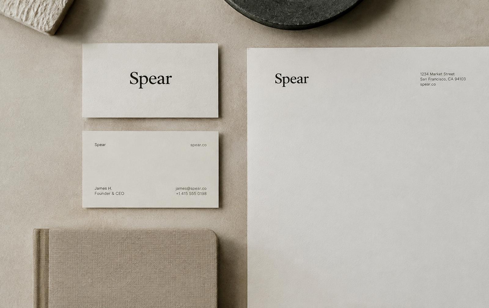 Spear business cards and letterhead